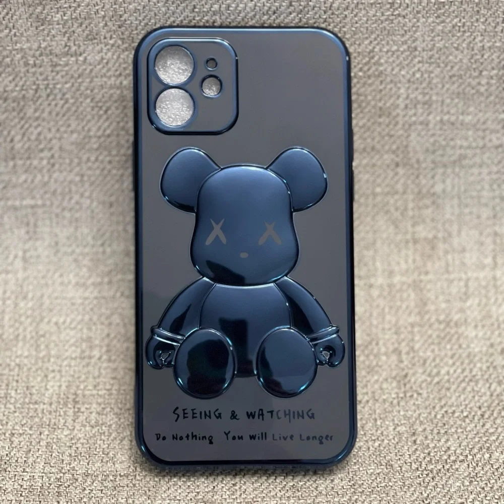 Electroplate Blue Violent Bear in Dark Background iPhone Case